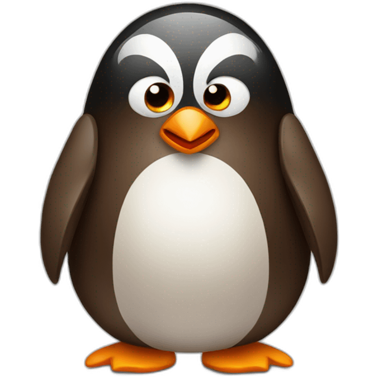 Angry brown penguin emoji