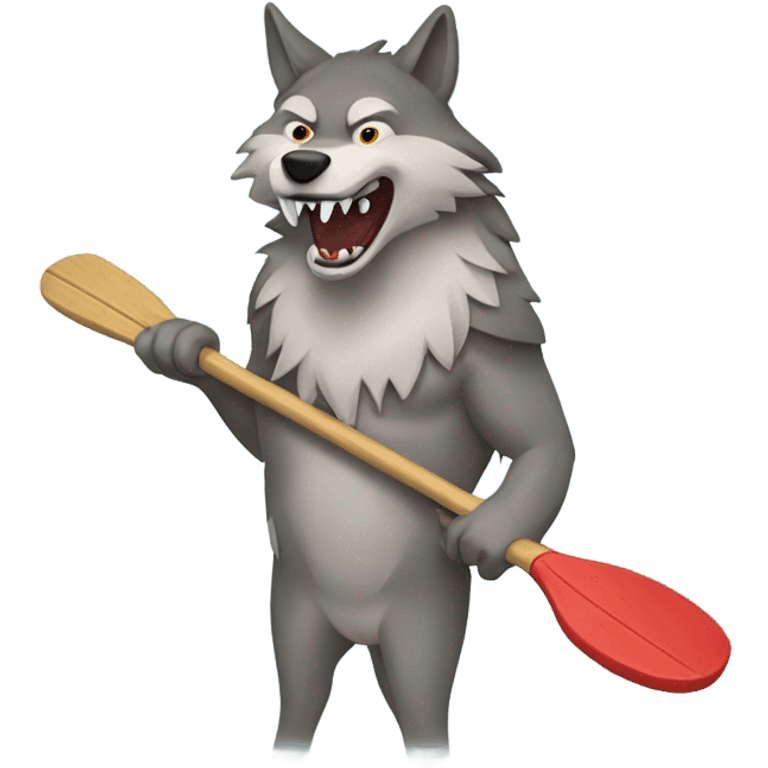 Wolf holding a paddle emoji