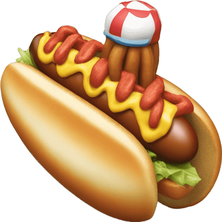 un hotdog surfeando emoji