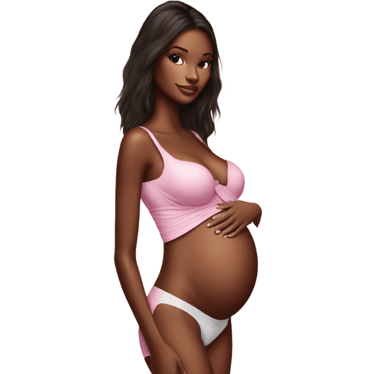 Photo of a Victoria secret model with a baby bump emoji