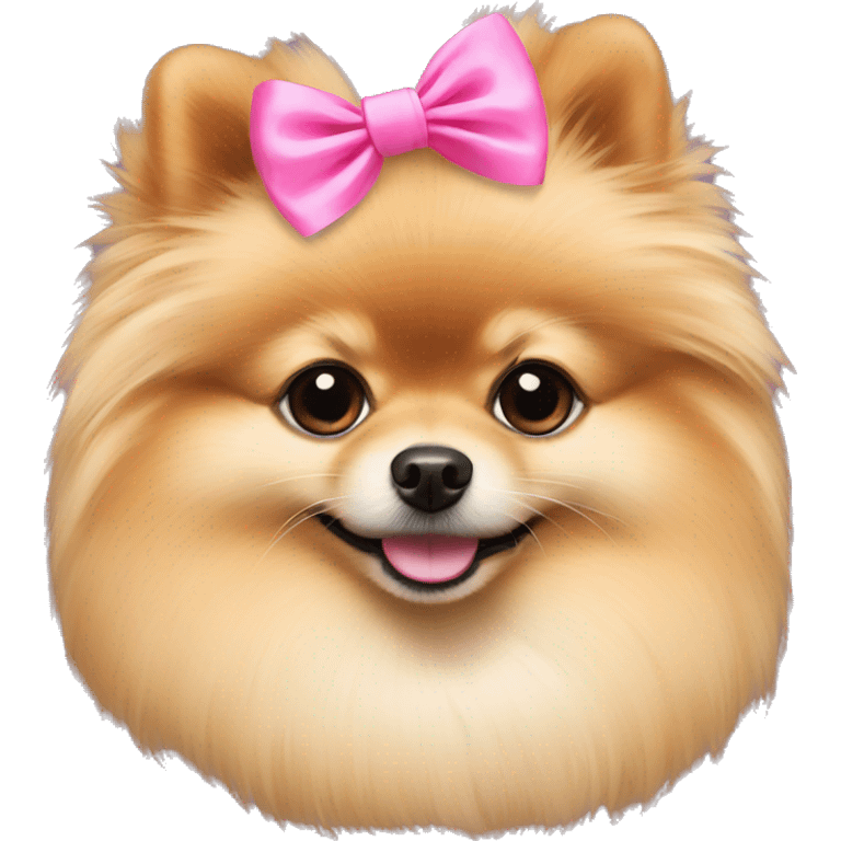 pomeranian with pink bow  emoji