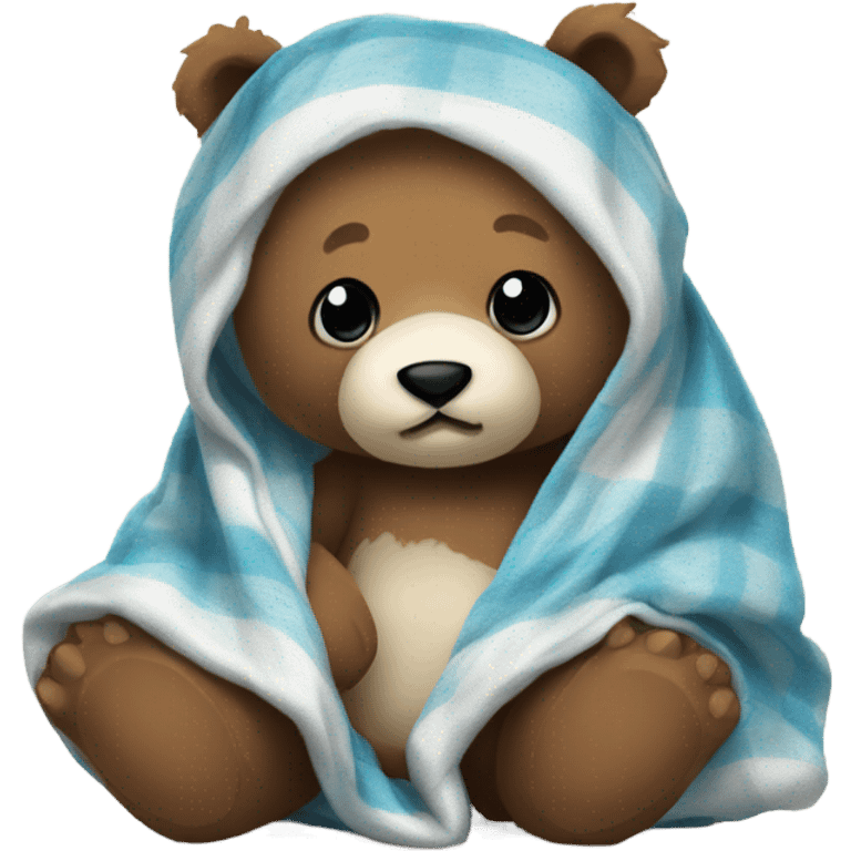 A teddy bear is with a panda bear in a blanket emoji