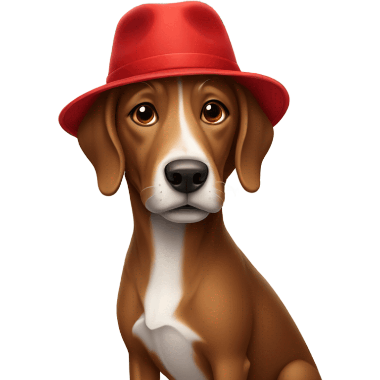 Brown dog with red hat emoji