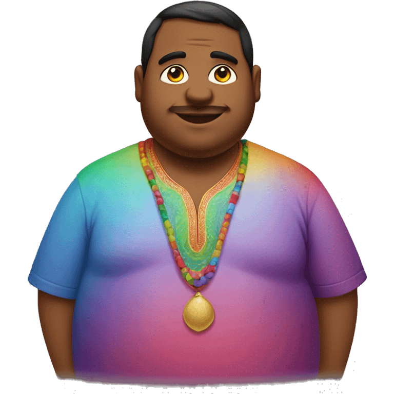 fat indian man that is wearing a rainbow shirt  emoji