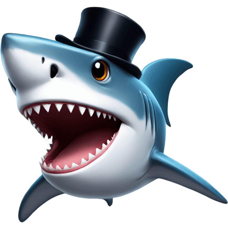 Shark with a top hat emoji