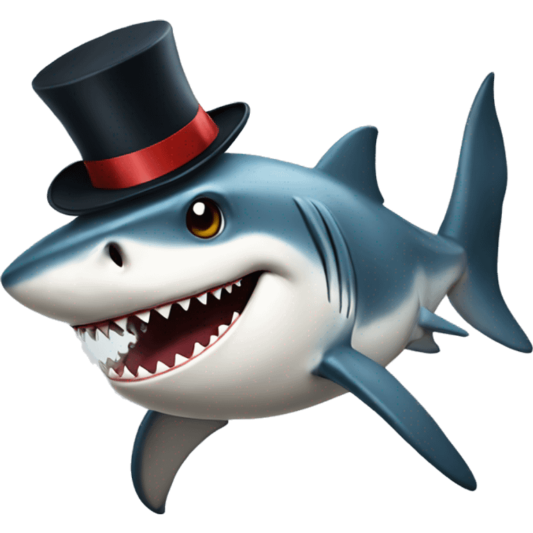 Shark with a top hat emoji