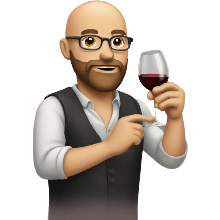 Bald man with glasses and beard drinking wine  emoji