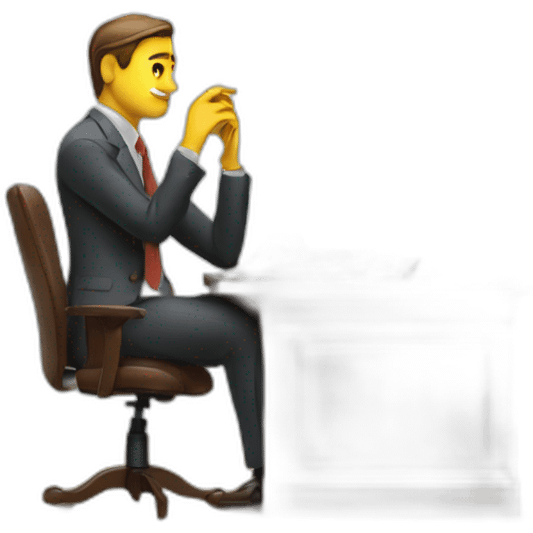 pensive business man checking balance sheets emoji