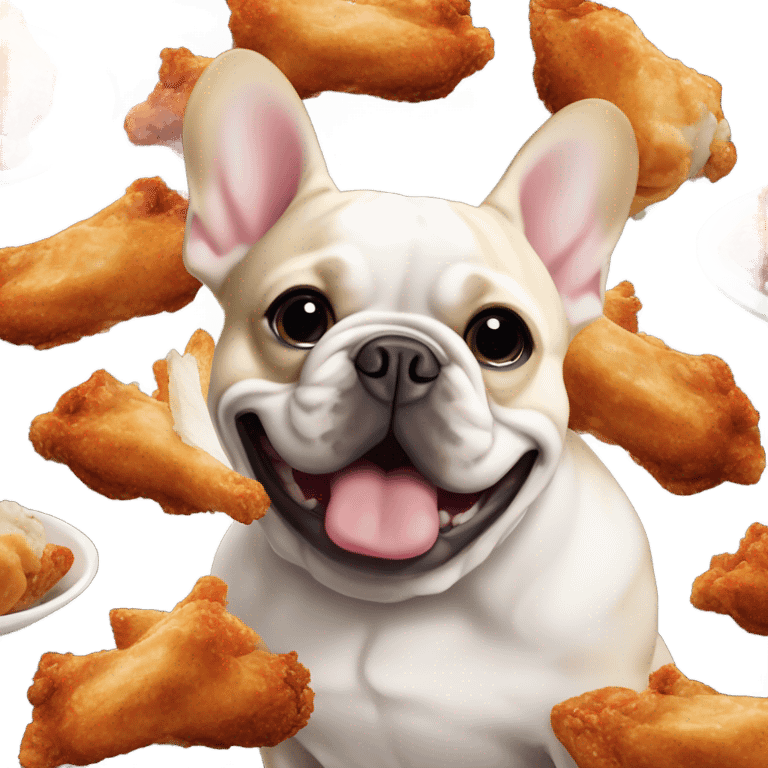 French bulldog eating chicken wings  emoji