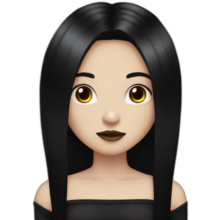 Goth girl long black hair middle part emoji