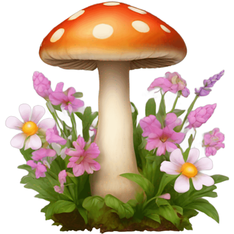 Mushroom with beautiful flowers  emoji