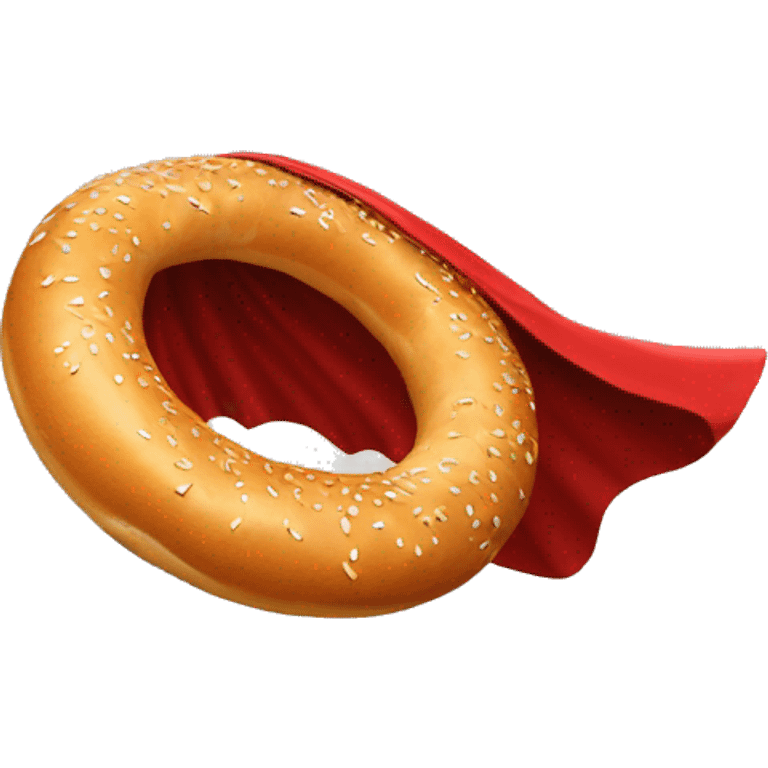 flying bagel with a red cape emoji