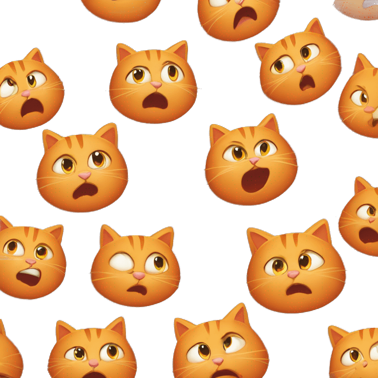 4 orange cats faces one with each emotion: happy, sad, anxious, mad emoji