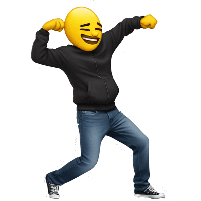 emoji dabbing (dance move with one arm bent in front of the face and the other sticking out) emoji