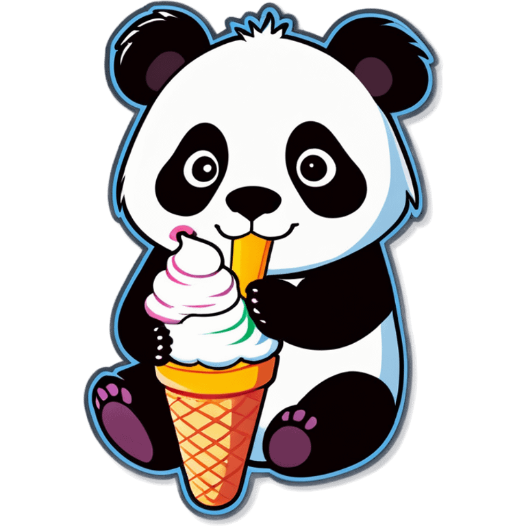 Panda eating ice cream emoji