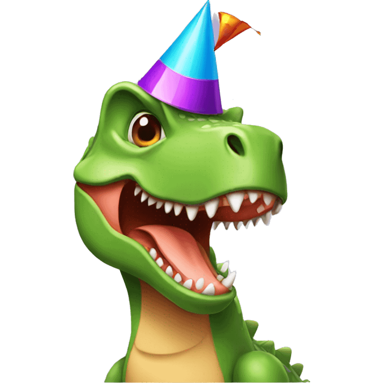 Dinosaur with party hat emoji