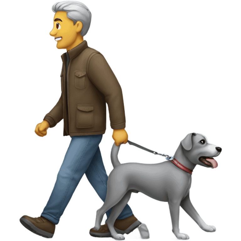 Man walking a grey dog emoji