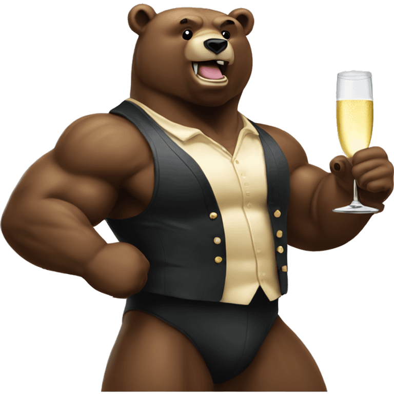 muscle bear doing Champagne toast emoji