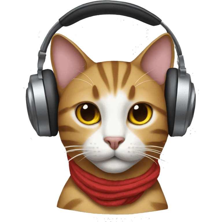 cat with ribborn and headphone emoji