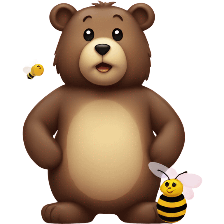 Bear in love with one bee  emoji