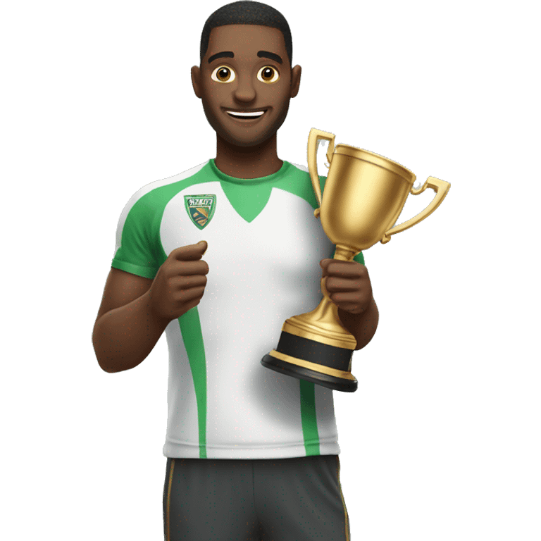 a man wth a champion cup emoji