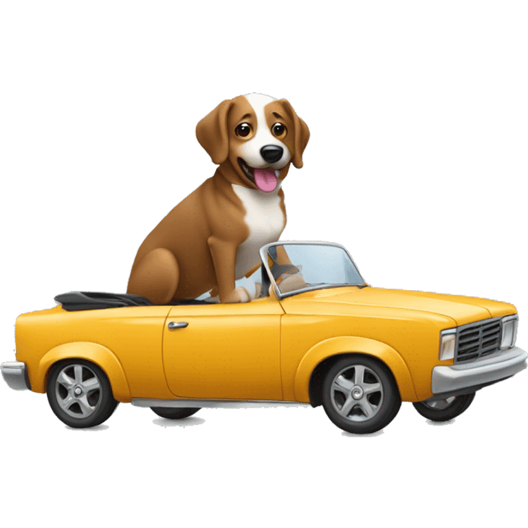 Brenise mountain dog driving a convertible  emoji