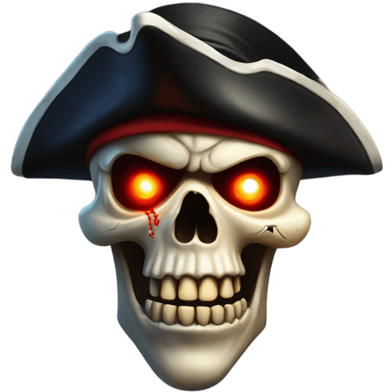 Scary pirate skull with glowing red eyes emoji