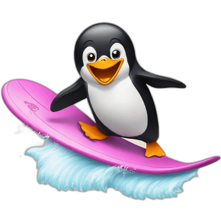 Penguin surfing emoji