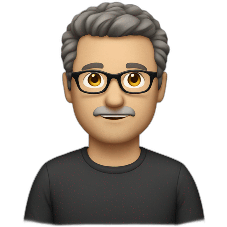 middle age lean white man, black short hair, black glasses, dark brown eyes, no facial hair emoji