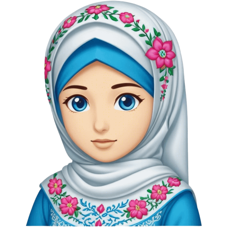 Turkish beautiful finish Konya girl blue eyes with hijab and blooming dress emoji