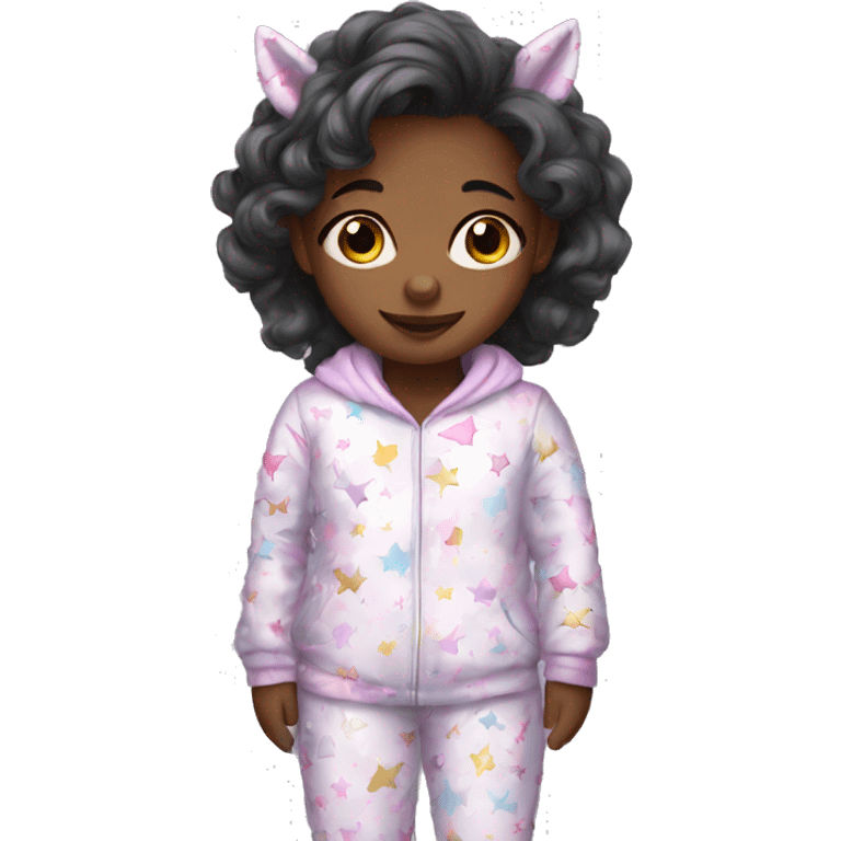 little girl in unicorn pajamas emoji