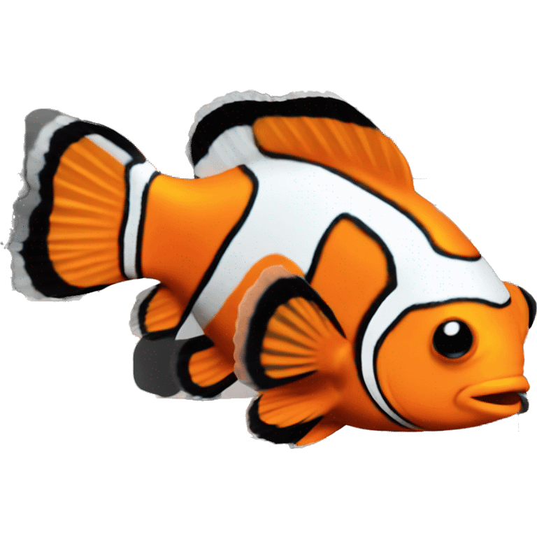 a little clownfish has an orange body and three vertical black and white stripes. emoji