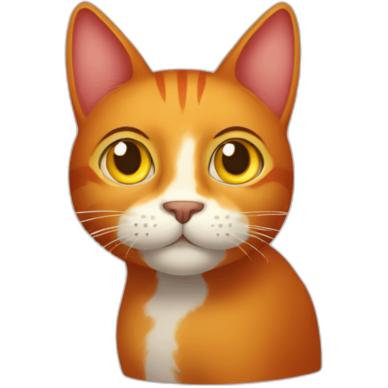 A Literally red cat with a white spot on his face with yellow eyes emoji