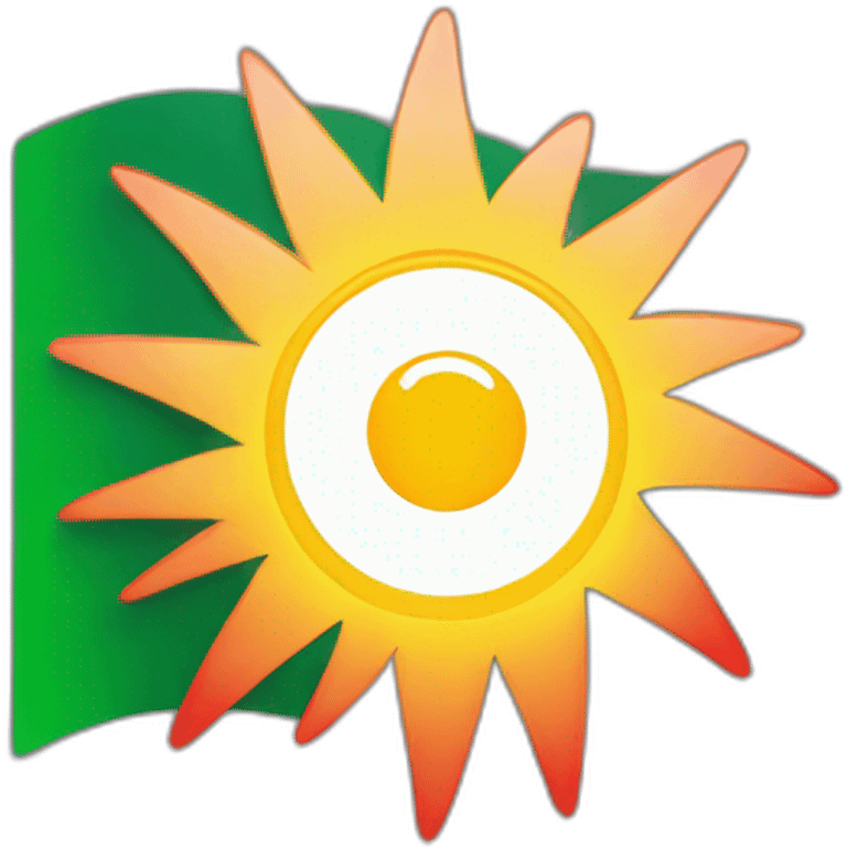 Red at the top, white in the middle with the sun in the middle and a green flag at the bottom emoji