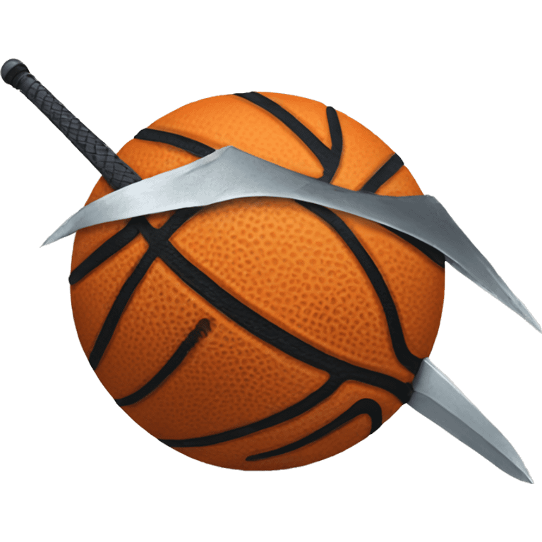 Evil basketball with sword emoji