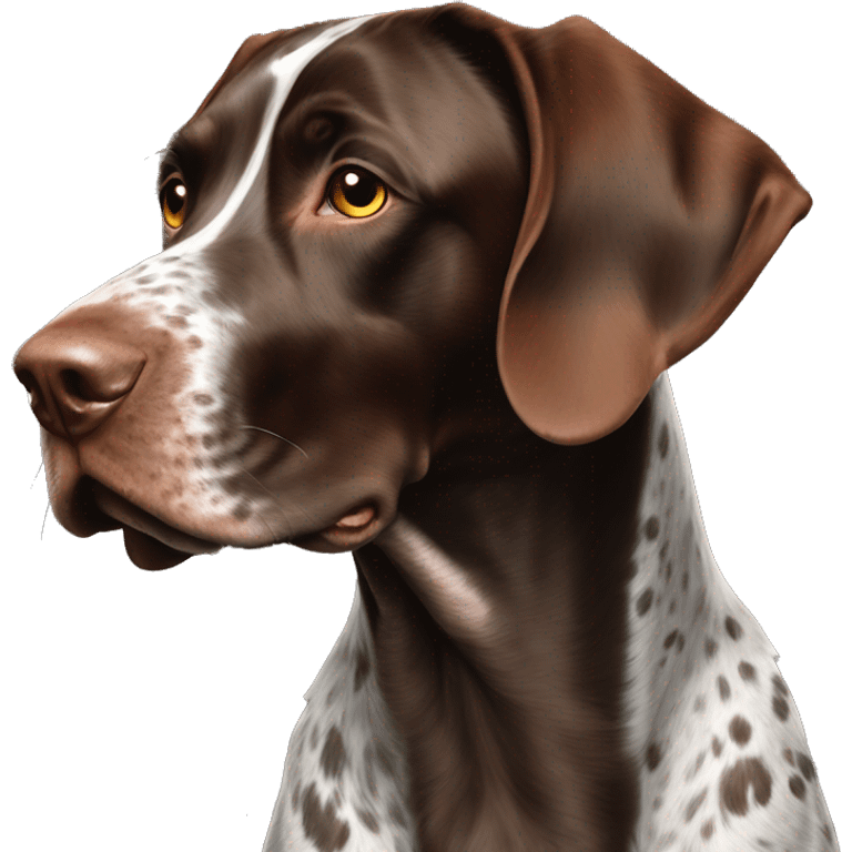 brown gsp dog French Pointer, dark brown roan with eyes emoji