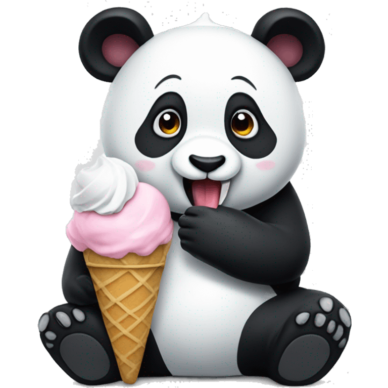 Panda eating ice cream emoji