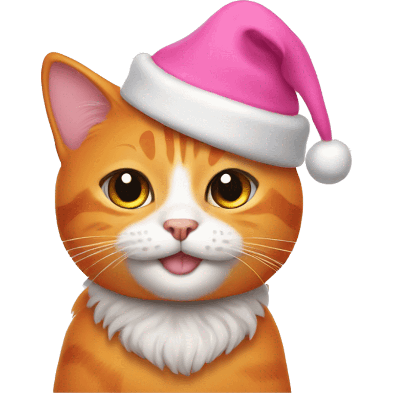 orange cat with pink christmas hat  emoji