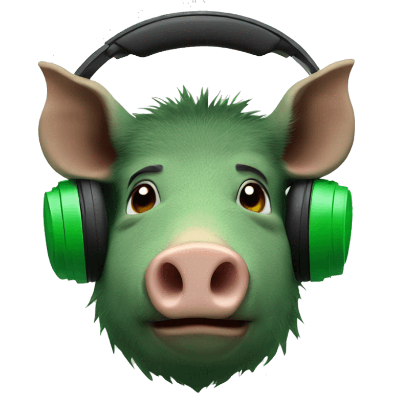 boar in green headphones emoji