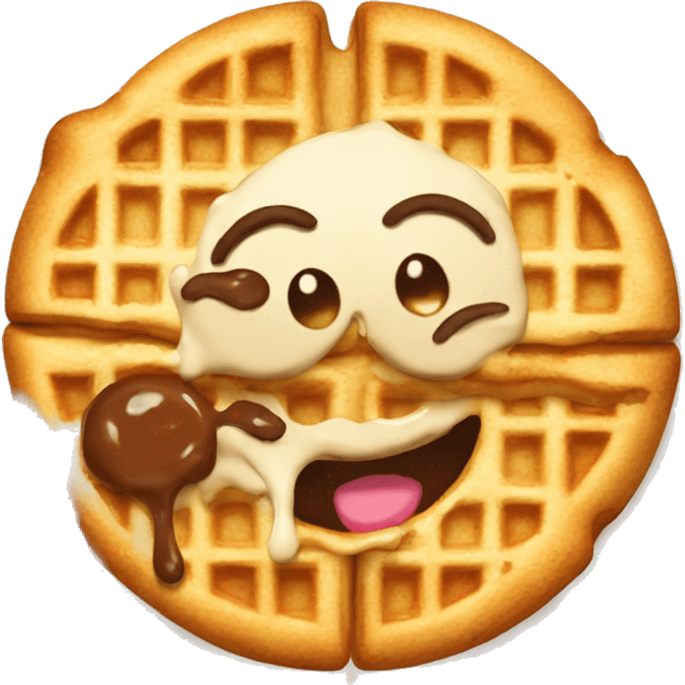 waffle eating a cookie emoji