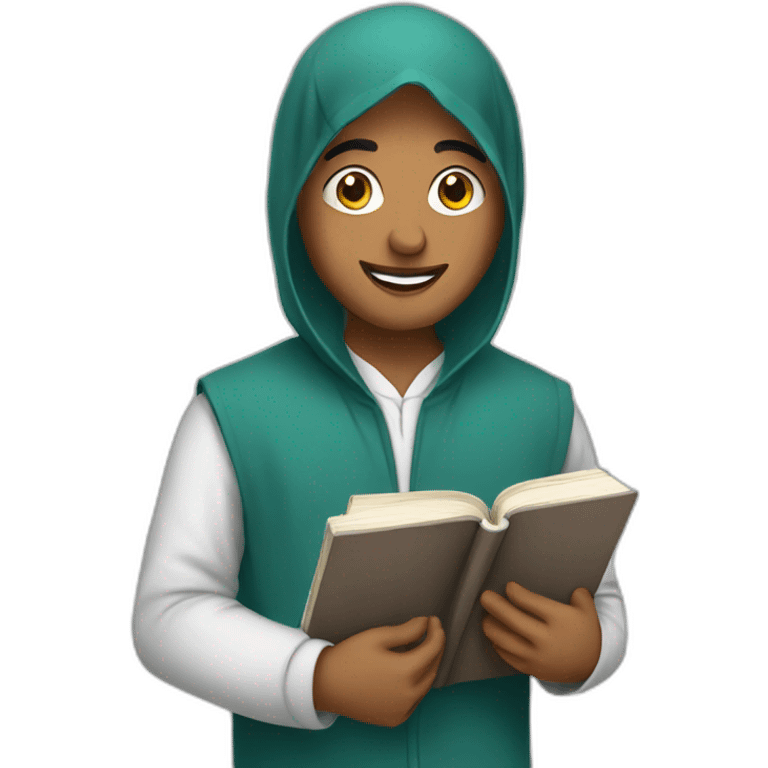 Muslim student holding a book emoji