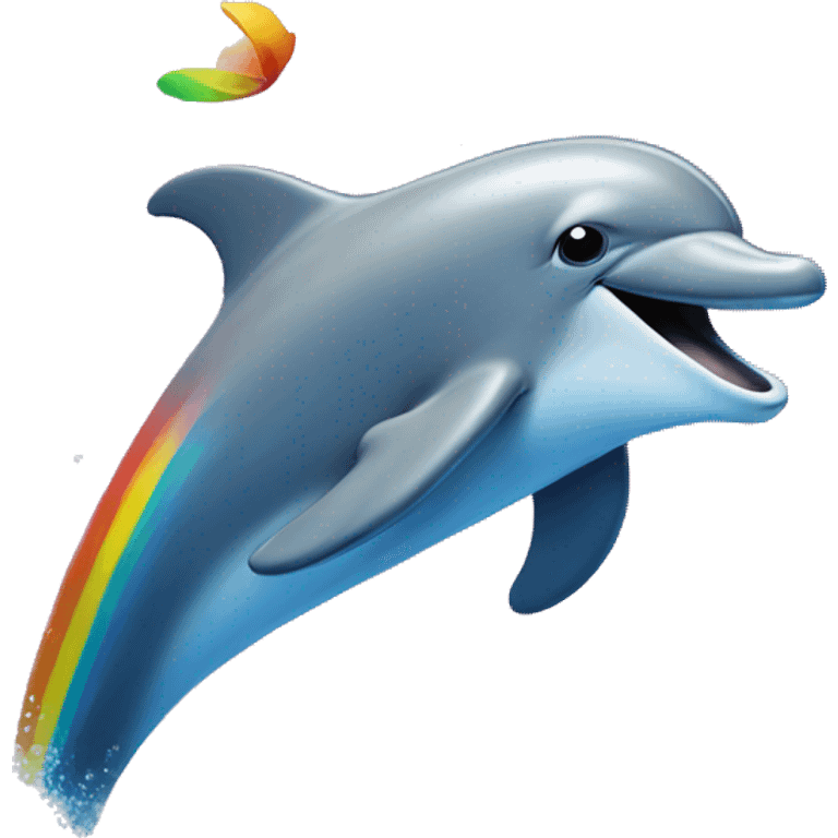 dolphin jumping out of ocean with rainbow background emoji