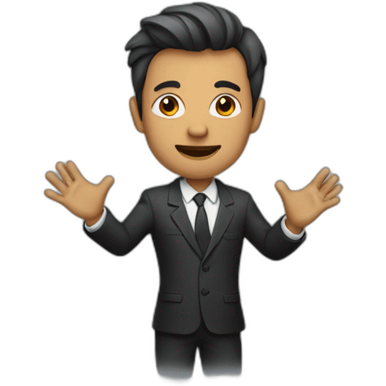 man in suit holding out his arms emoji