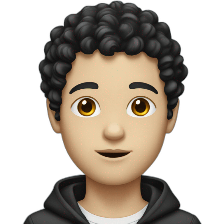 White boy with black curls hair emoji