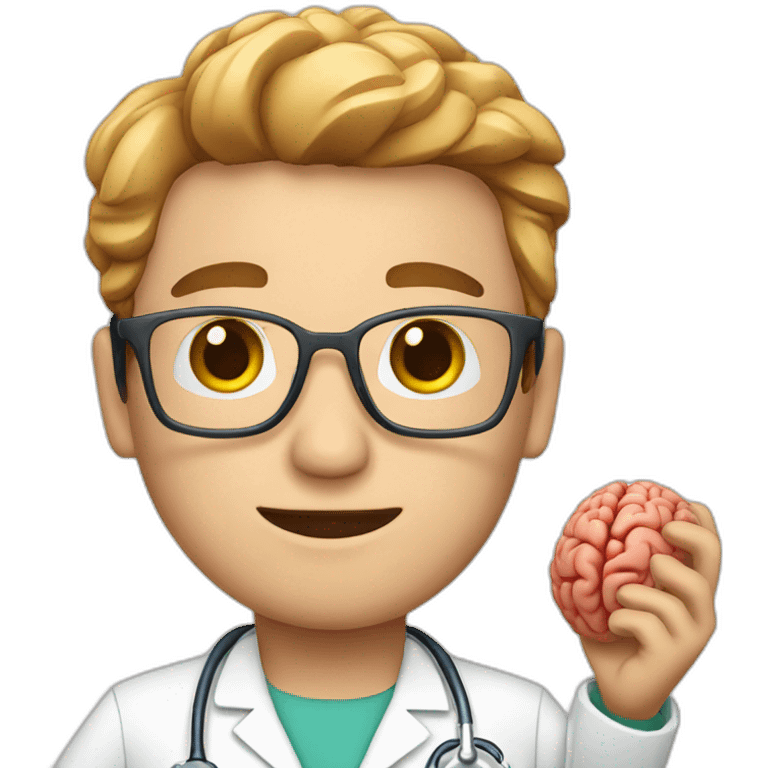 Doctor with brain in his hand emoji