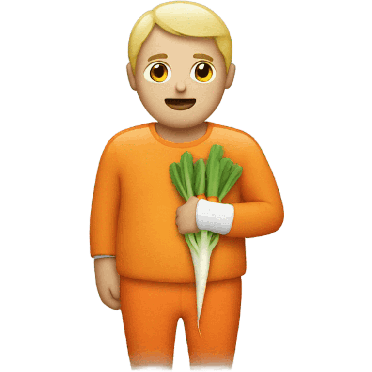 Man with carrot attached to stomach emoji