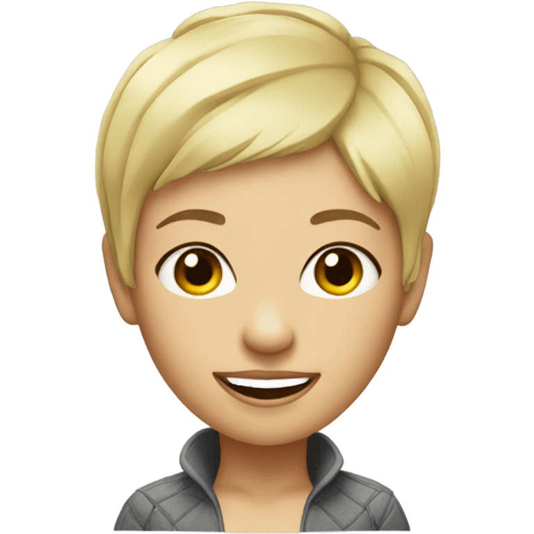 Cheeky woman with blonde pixie cut  emoji