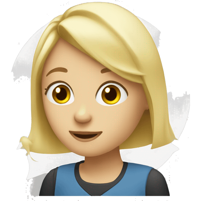 Blonde girl with a speech bubble emoji