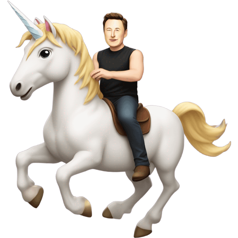 Elon riding unicorn shirtless emoji