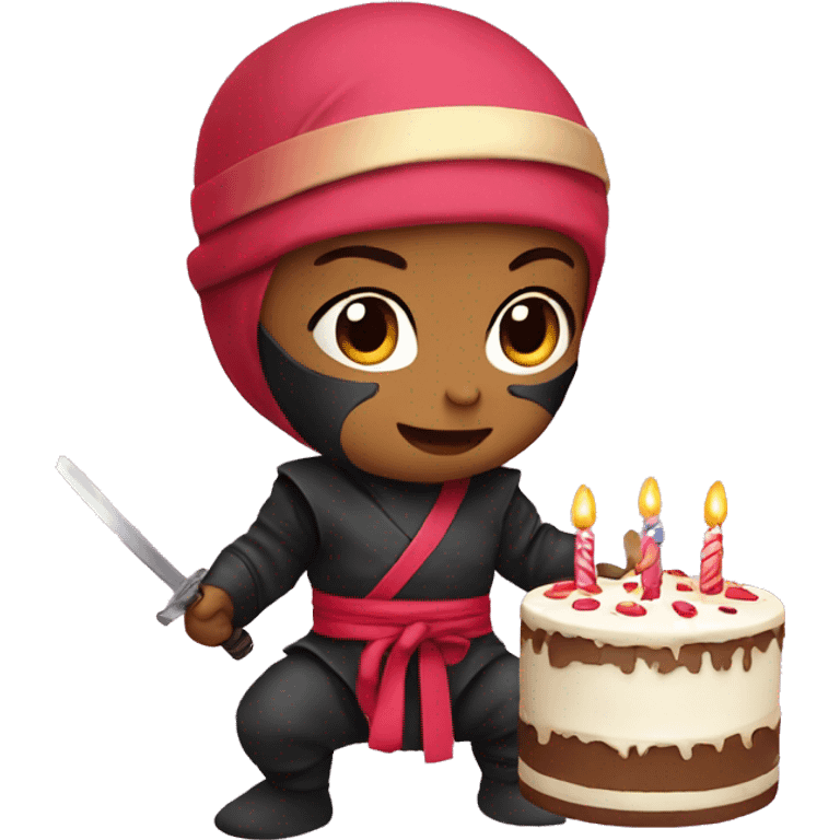 baby ninja with birthday cake  emoji